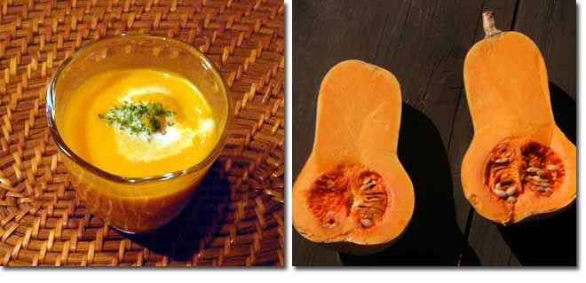 �J�{�`���̃|�^�[�W���X�[�v�Əc�ɔ��؂ɂ����J�{�`���̉摜